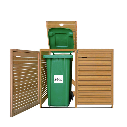 Cache Poubelles Bois 2 Bacs – Pour Conteneurs de 240L – Pratique, Esthétique et Résistant