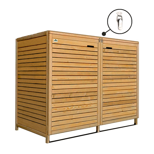 Cache Poubelles Bois 2 Bacs – Pour Conteneurs de 240L – Pratique, Esthétique et Résistant